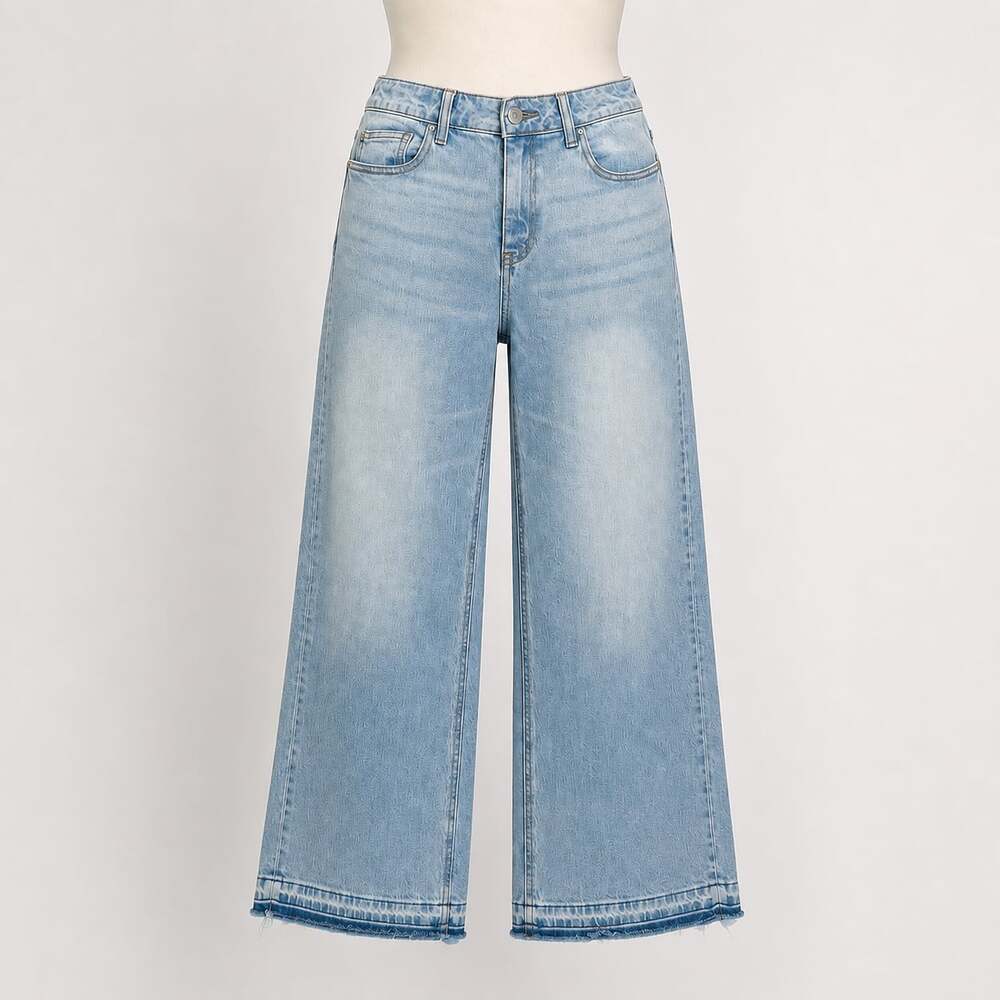 Quince Light Blue Wide Leg Flare Jeans